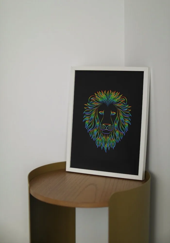 Neon Lion Poster INSTANT DOWNLOAD Art Print, Lion Head Image, Neon Wall Art, Lion Head, Cat Themed Gifts, Cool Poster, Street Style Decor