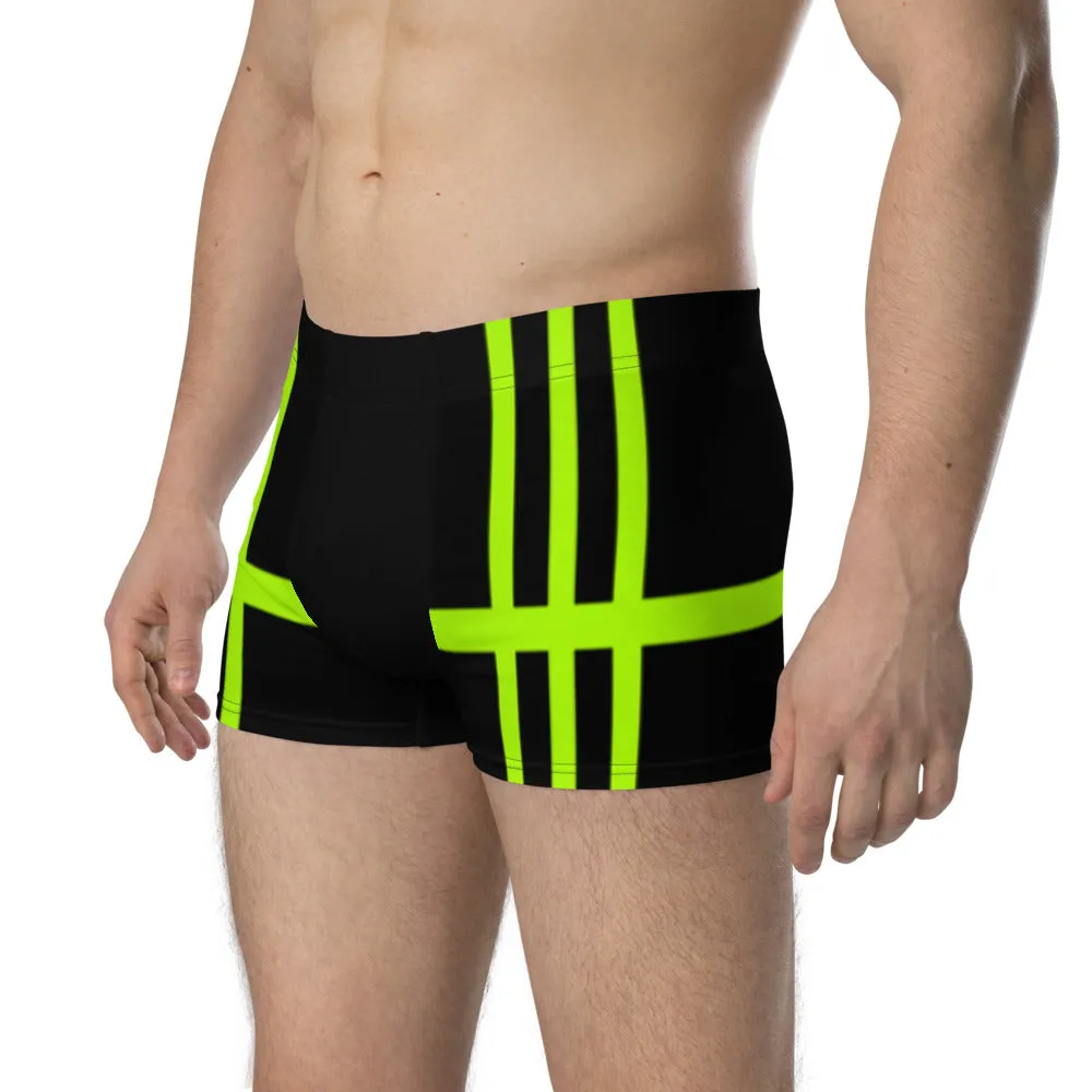 Neon Striped Men's Boxer Briefs, Designer Premium Elastic Underwear For Men - Made in USA/EU/MX