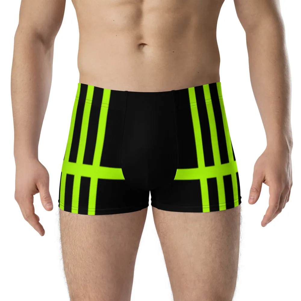 Neon Striped Men's Boxer Briefs, Designer Premium Elastic Underwear For Men - Made in USA/EU/MX