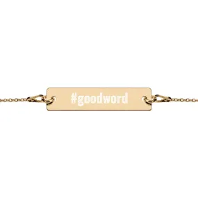 NEW!! Personalised Good Word Engraved Silver Bar Chain Bracelet