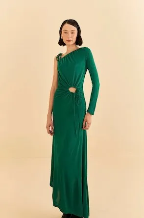 One Shoulder Midi Dress Emerald