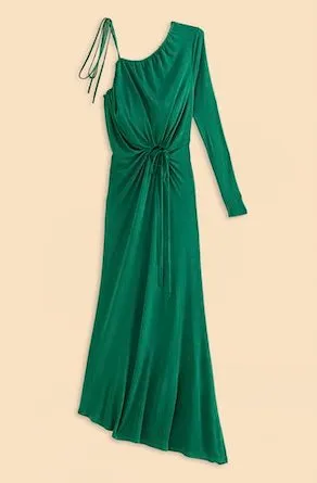 One Shoulder Midi Dress Emerald