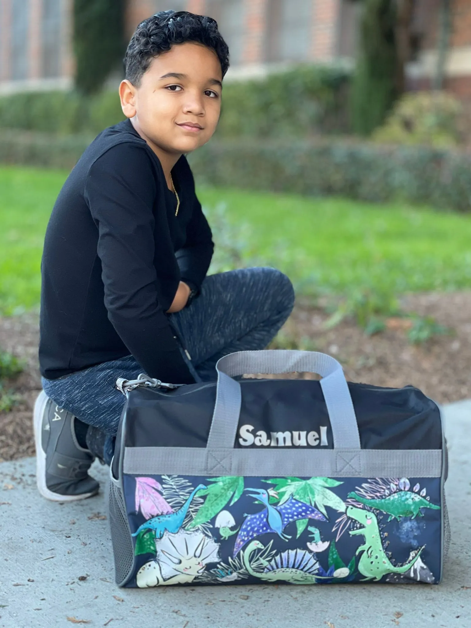 Personalized Kid's Travel Duffel Bag - Dino Pals