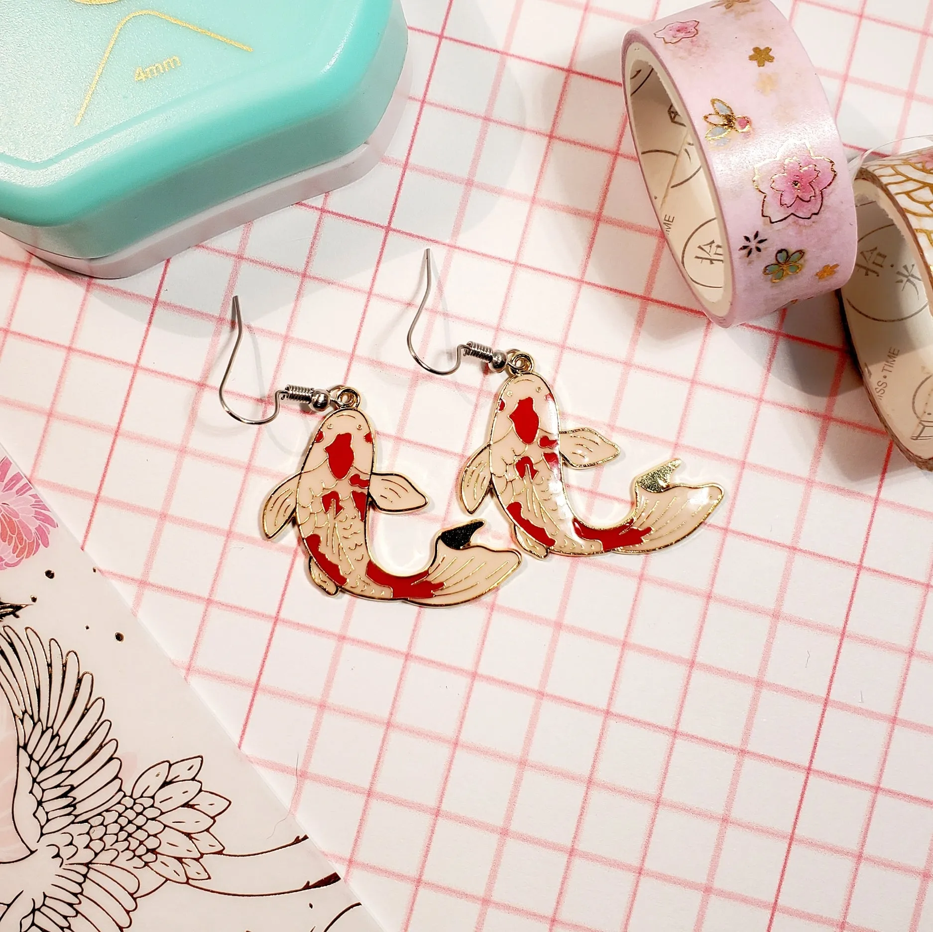 Red Koi Fish Earrings