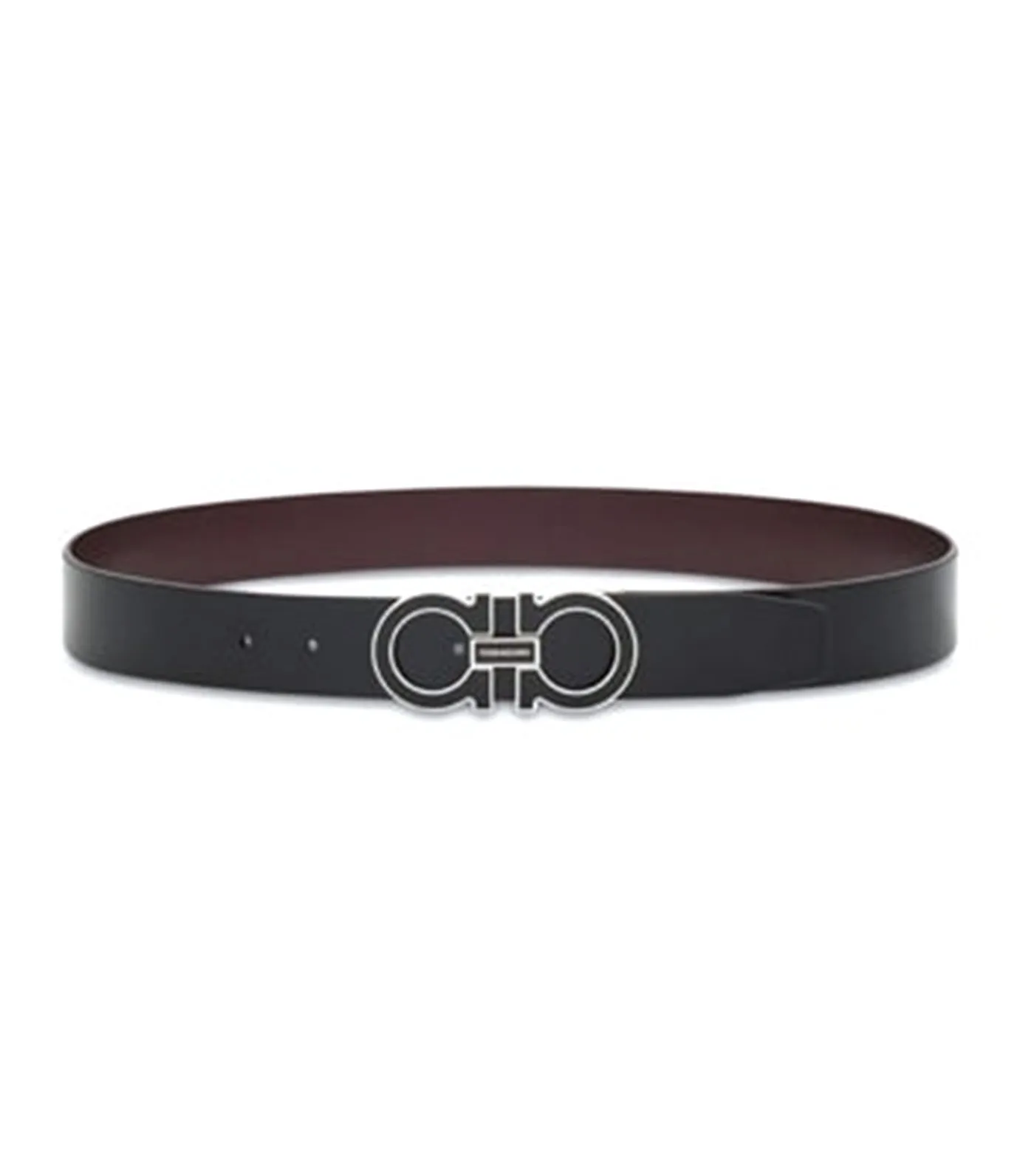 Reversible and Adjustable Gancini Belt Black/Dark Barolo