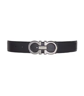 Reversible and Adjustable Gancini Belt Black/Dark Brown