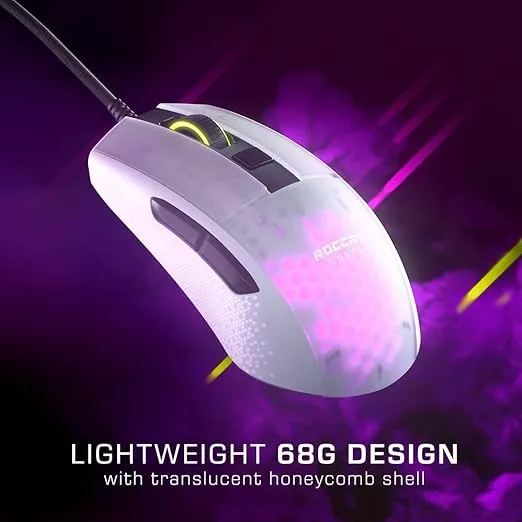 ROCCAT Burst Pro PC Gaming Mouse, Optical Switches, Super Lightweight Ergonomic Wired Computer Mouse, RGB Lighting, Titan Scroll Wheel, Bionic Shell, Claw Grip, Owl-Eye Sensor, 16K DPI, White