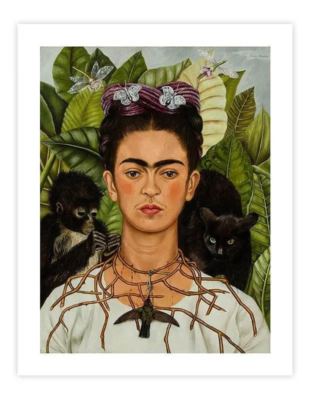 Self-Portrait with Thorn Necklace and Hummingbird