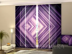 Set of 4 Panel Curtains Purple Rhombuses