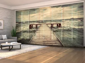 Set of 8 Panel Curtains Storm on the Sea