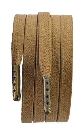 Shoelaces & Boot lacesTan Brown Flat 10 mm wide wax cotton