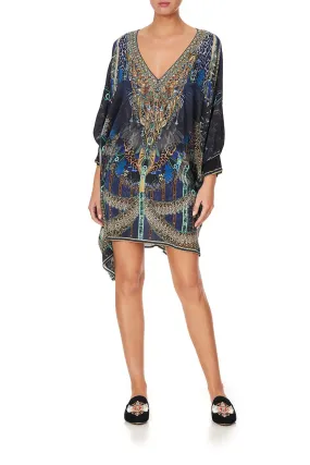 SHORT KAFTAN WITH CUFF DRIPPING IN DECO