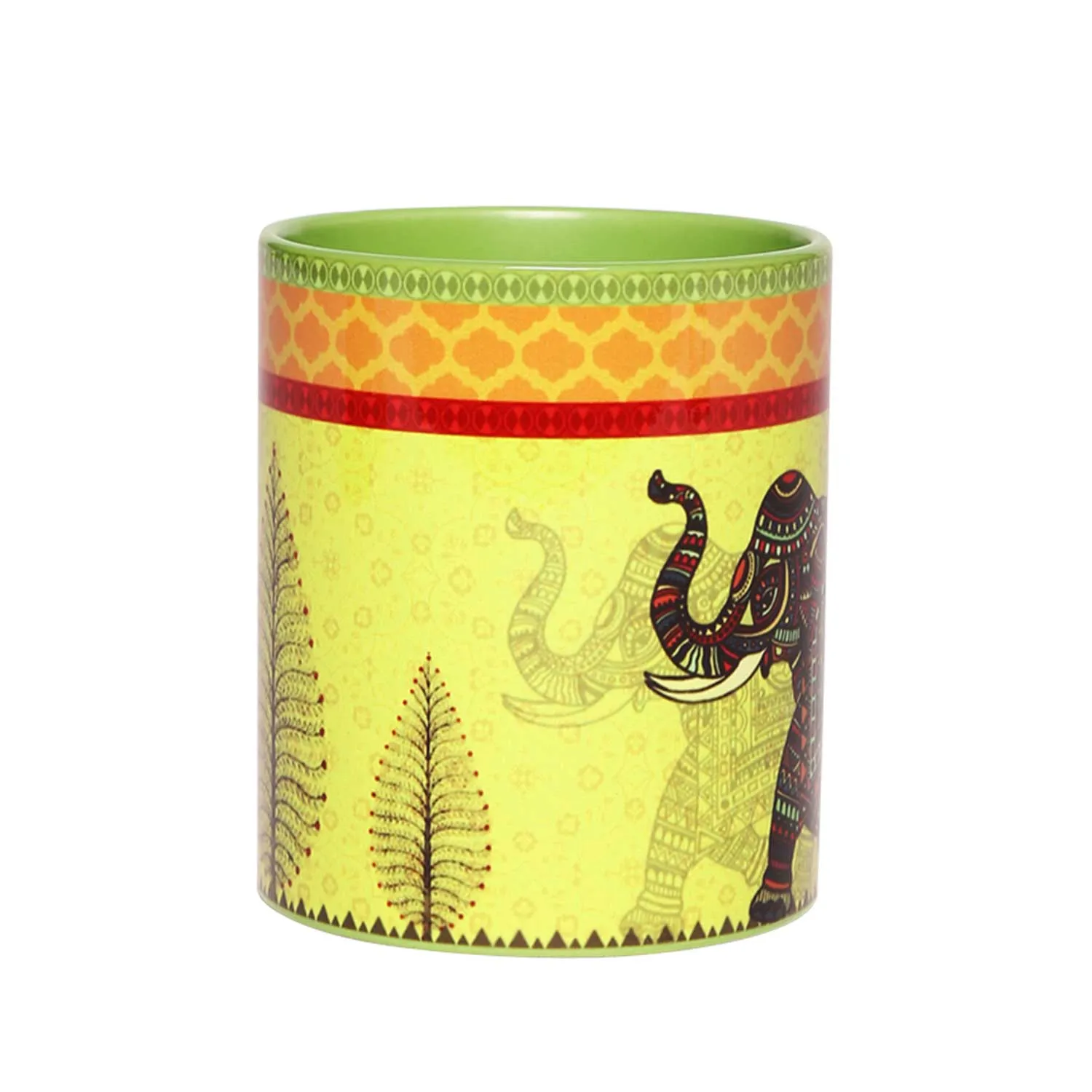 Signature Elephant Coffee Mug 300 ml (Yellow With Orange Border)