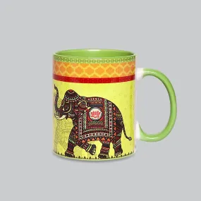 Signature Elephant Coffee Mug 300 ml (Yellow With Orange Border)