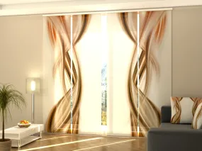 Sliding Panel Curtain Abstract Brown Waves