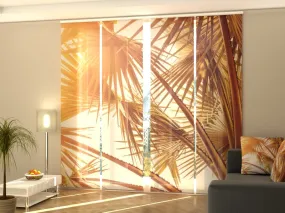 Sliding Panel Curtain Copper Palm Leaves