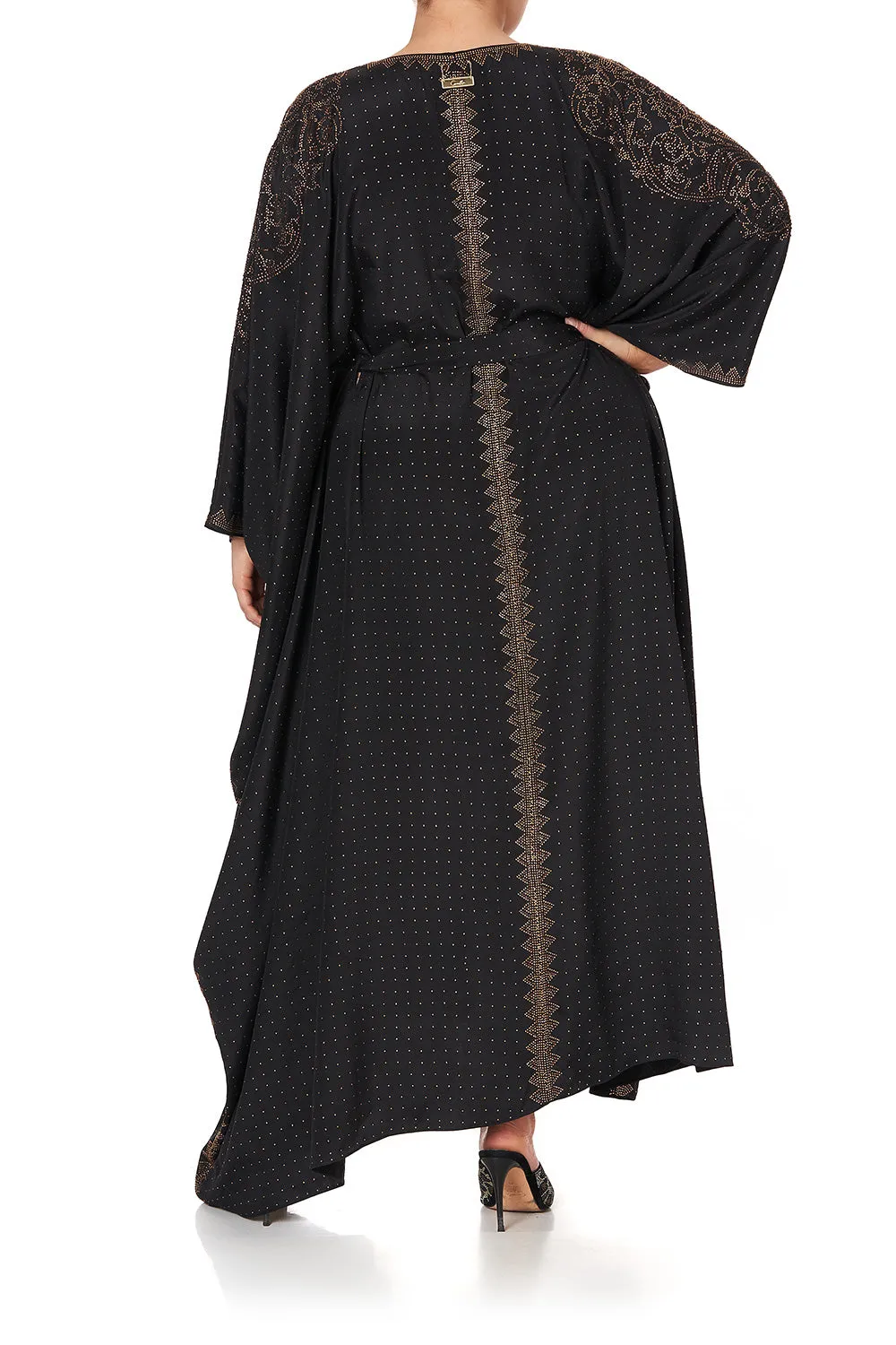 SPLIT HEM LACE UP KAFTAN LUXE BLACK