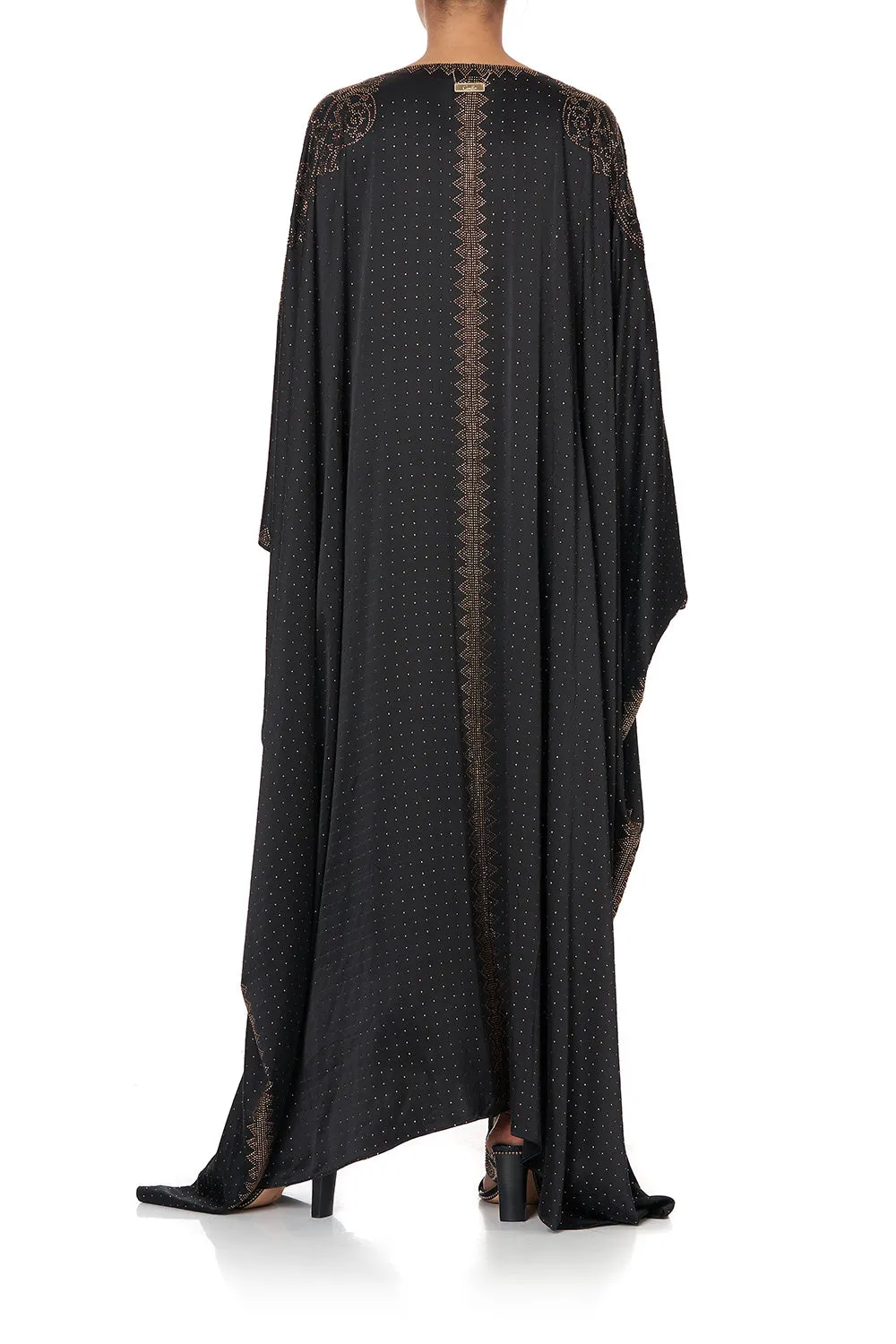 SPLIT HEM LACE UP KAFTAN LUXE BLACK