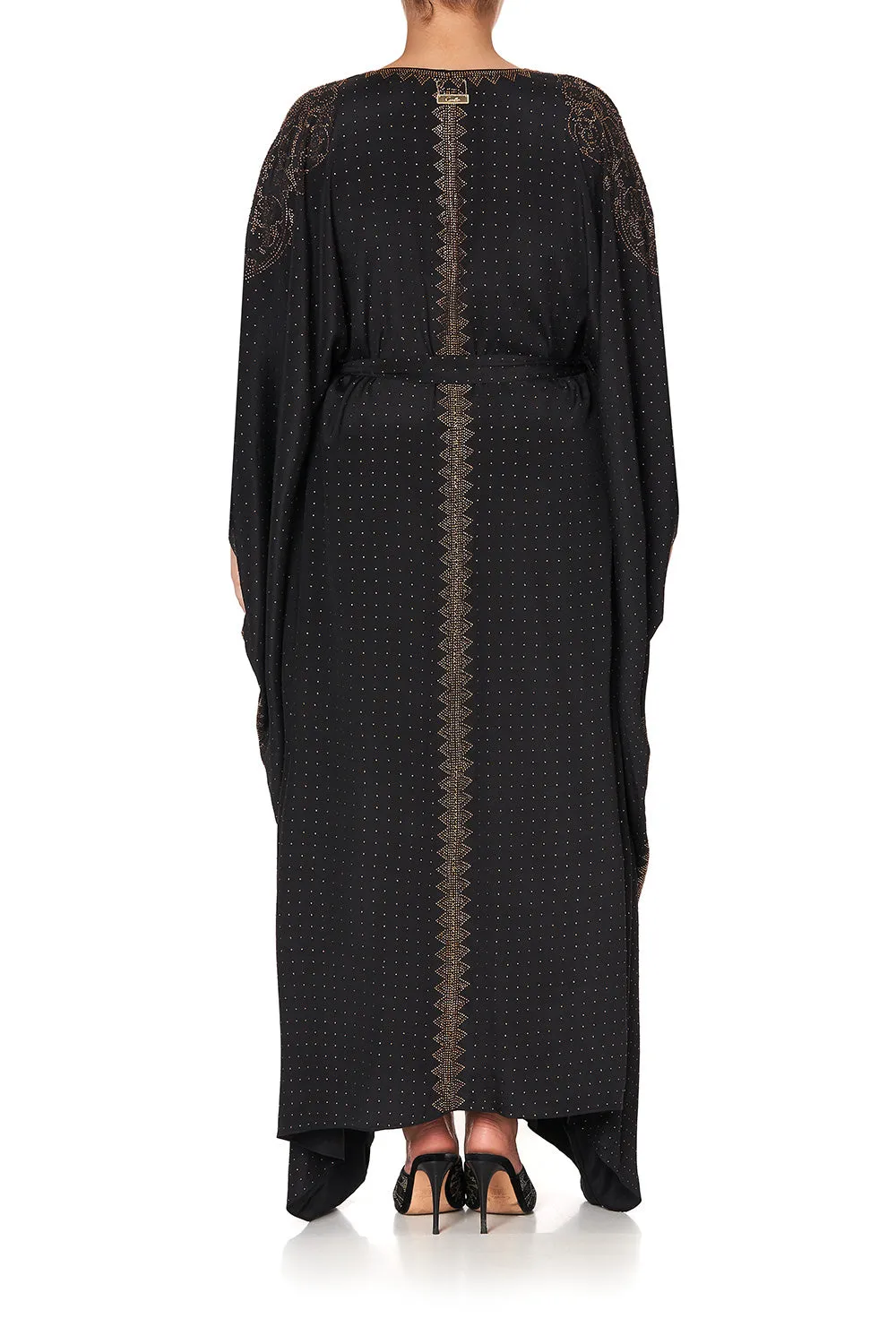 SPLIT HEM LACE UP KAFTAN LUXE BLACK