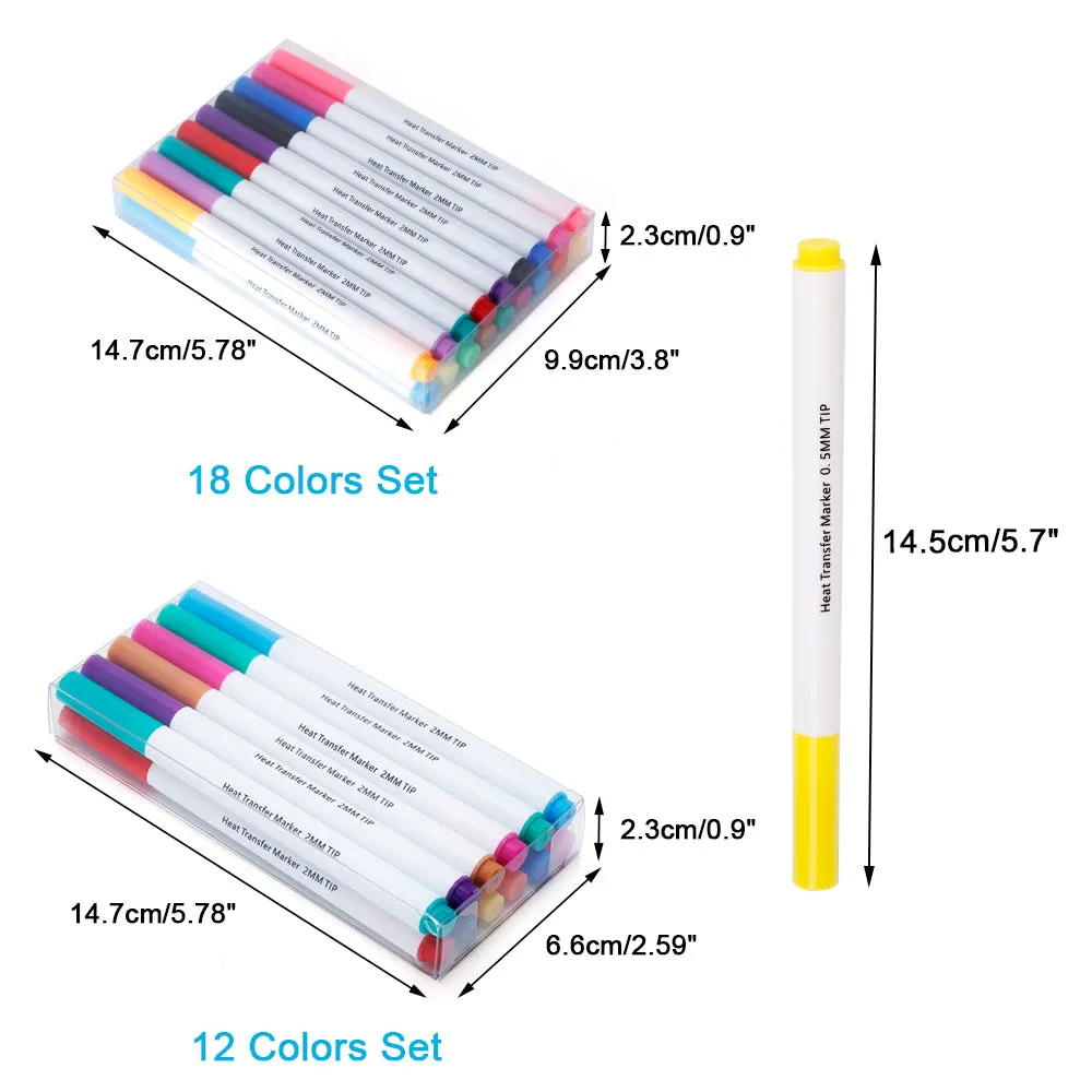 Sublimation Marker Pens - 12 Colours - Tip Size - 0.5mm