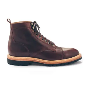 The Cap Toe Moto Boot in Brown Steerhide