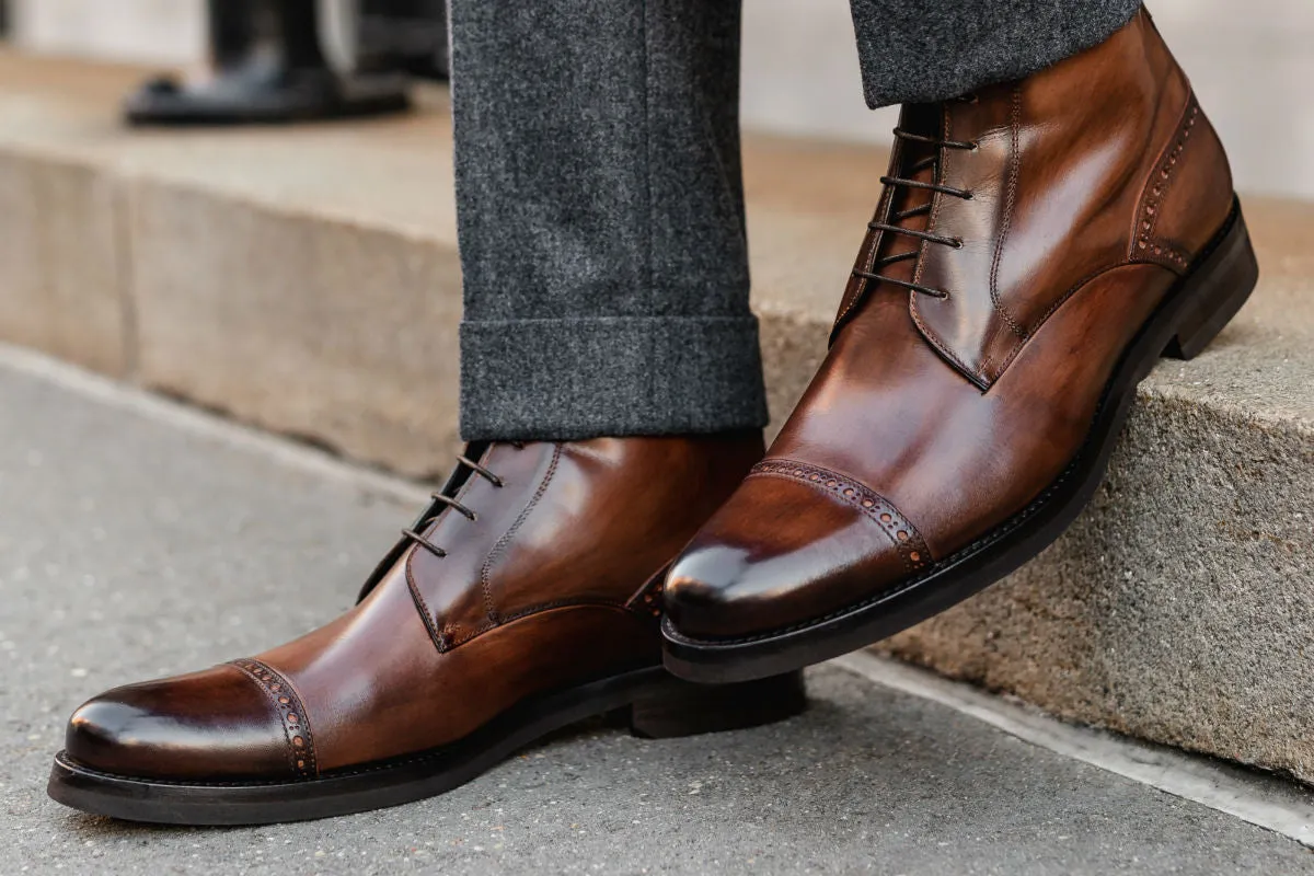 The Presley Lace-Up Boot - Brown - Rubber Sole