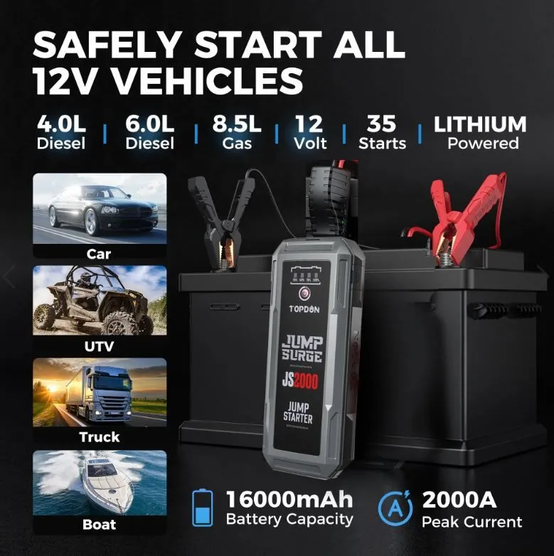 Topdon JS2000 - 2000 Peak Amp Jump-Starter and power bank