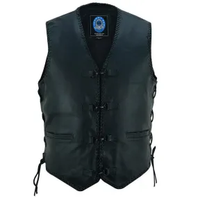 Triple Black Johnny Reb Capricorn Leather Motorcycle Vest JRV10038