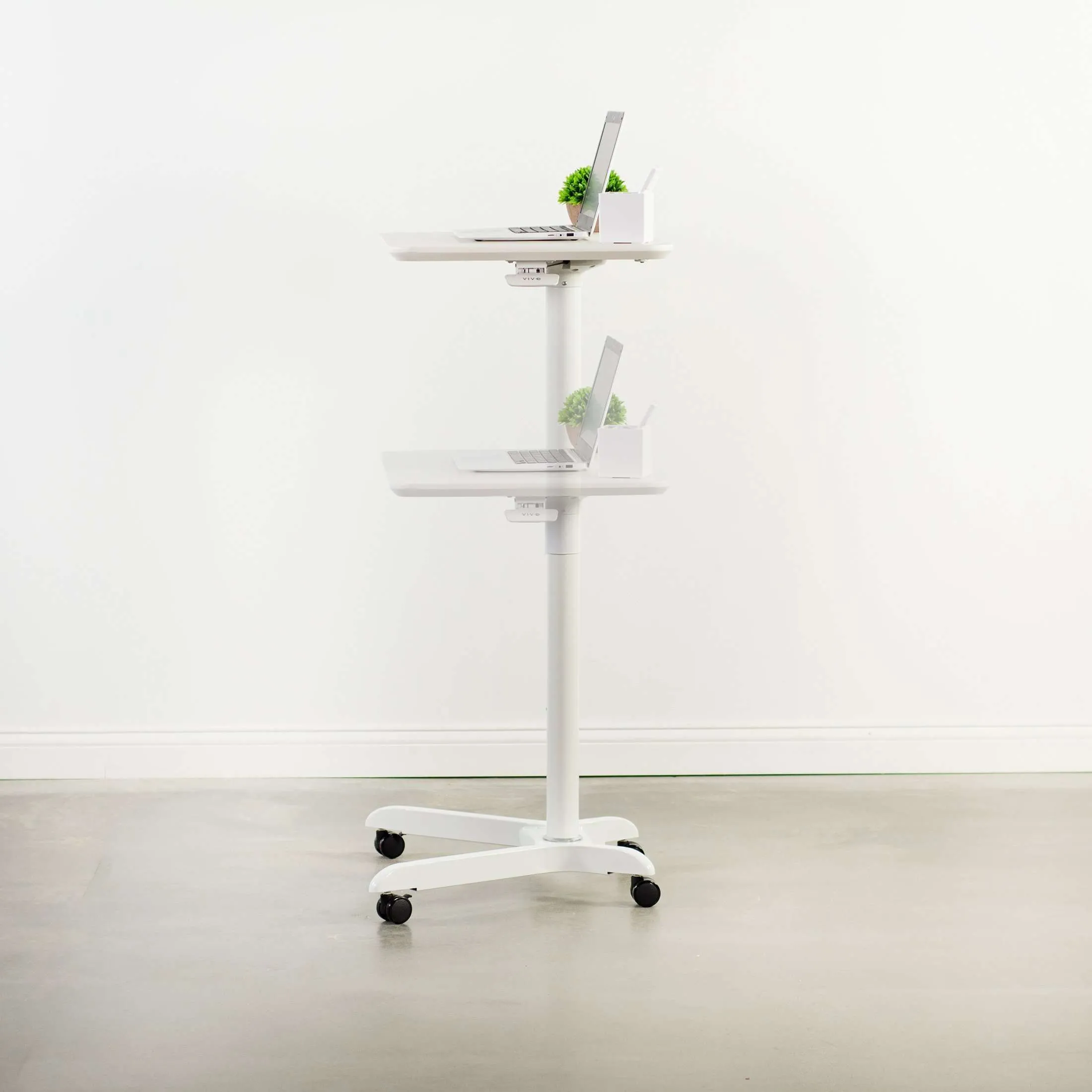 VIVO White Sit-Stand Mobile Presentation Cart, CART-V000HW