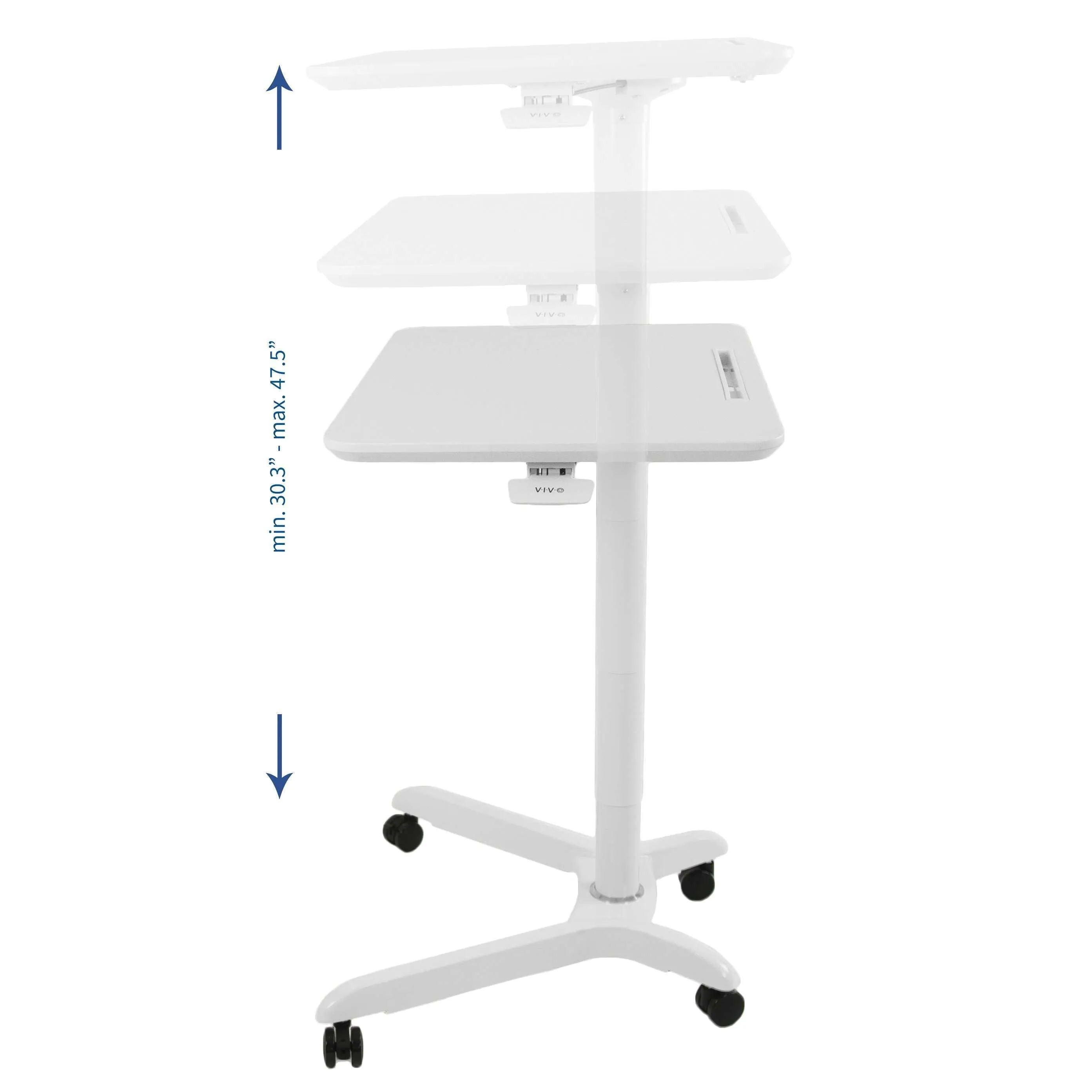 VIVO White Sit-Stand Mobile Presentation Cart, CART-V000HW