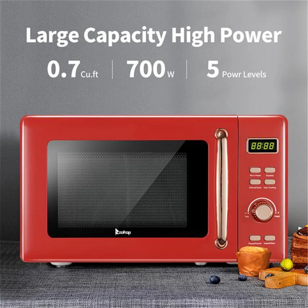 ZOKOP 20L Retro Microwave Oven with Cold Rolled Plate Red